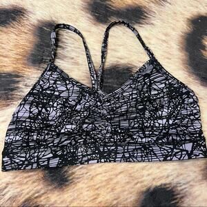 Old Navy Active Racerback Purple & Black Paint Splatter Sports Bra Size Medium